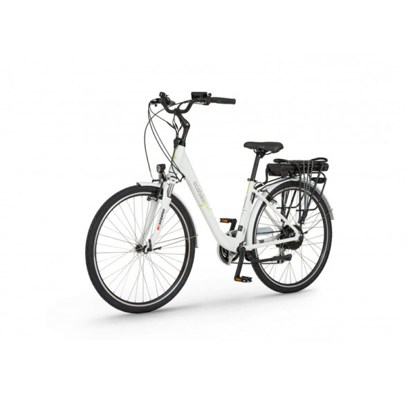 rower elektryczny ecobike traffic 28" (28") 2022 white greenway 10,4 ah (50-80km) na ukos lewo