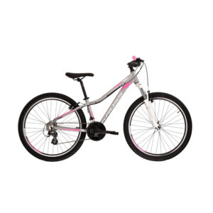 rower górski kross lea 2.0 dxs 15" (26") 2022 matowy srebrny biały różowy