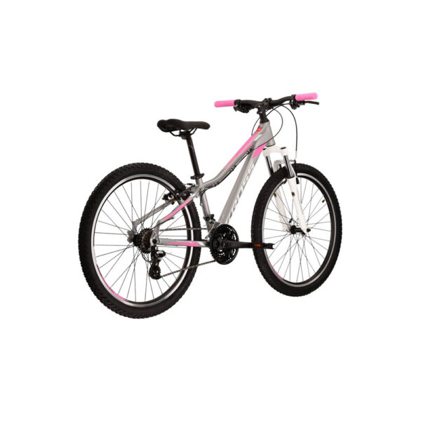 rower górski kross lea 2.0 dxs 15" (26") 2022 matowy srebrny biały różowy tył