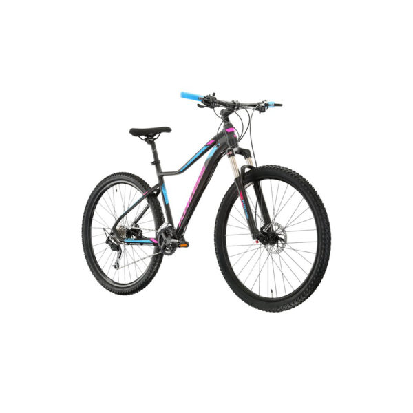 rower górski kross lea 8.0 ds 17" (29") 2022 matowy czarny różowy niebieski na ukos