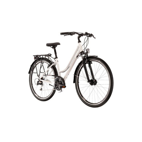 rower trekkingowy kross trans 3.0 damski dm 17" (28") 2022 połysk biały szary na ukos