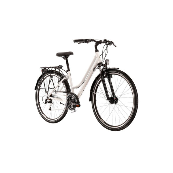 rower trekkingowy kross trans 3.0 damski ds 15" (28") 2022 połysk biały szary na ukos